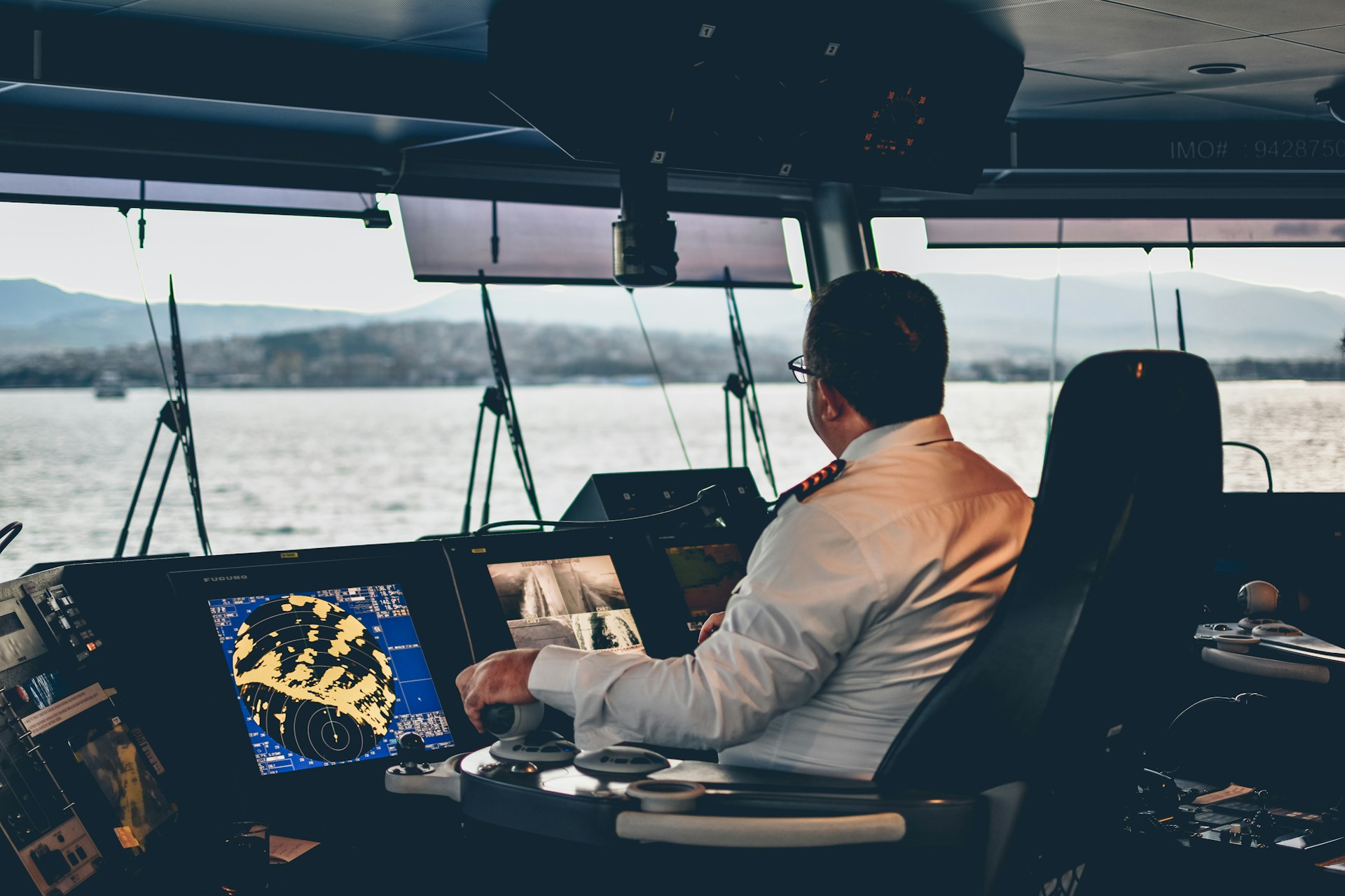 Officer on the ship's bridge